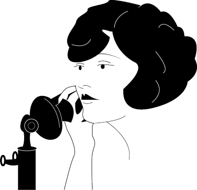 Drawing of a lady on the phone